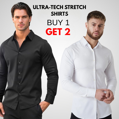 UltraTech® stretch shirt, non-iron and wrinkle-resistant. Buy 1, get 2